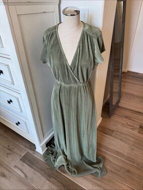 Baltic Born L Athena sage green pleated maxi dress